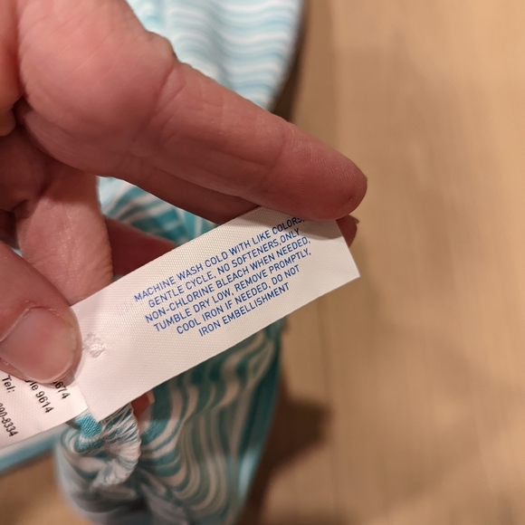 Men's Striped Polo Shirt - Teal and White - Picture 3 of 7